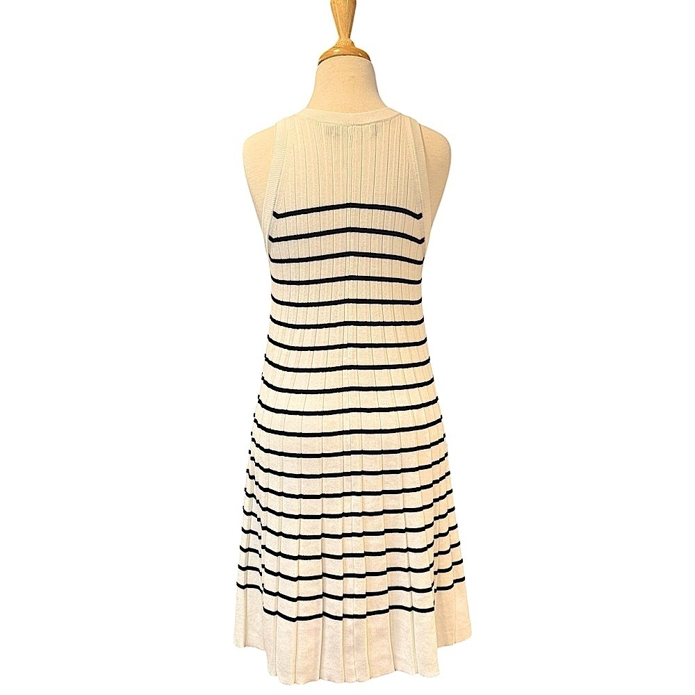 Zesica Sleeveless Crew Neck Pleated Stretchy Sweater Nautical Stripes Dress Sz L - Picture 4 of 8